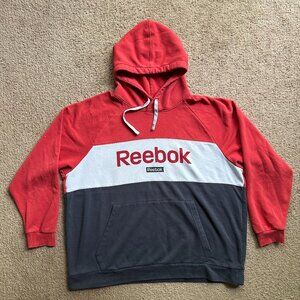 Reebok Sweatshirt Mens 2XL Hoodie Pullover Spellout Colorful Long Sleeve